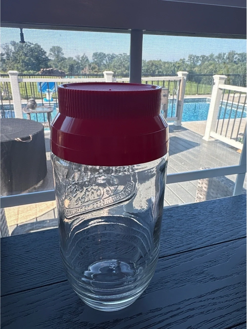 Vintage Maxwell House Glass Coffee Jar Canister with Red Lid